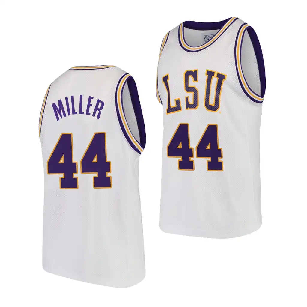 Men's LSU Tigers Adam Miller #44 2021 Transfer Alternate White NCAA Football Jersey